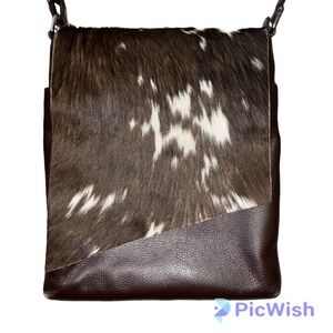 ILI New York Brown Leather and Calf Hair Crossbody Bag